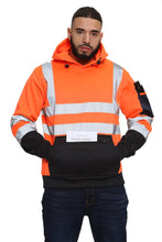 Load image into Gallery viewer, Aviator London Hi Vis Hoodie Small / Orange/Navy High Vis 3 Zip Pockets Pullover Hoodies - Orange/Navy
