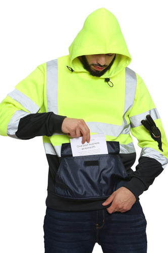 Aviator London Hi Vis Hoodie Small / Yellow/Navy High Vis 3 Flap Pockets Pullover Hoodies - Yellow/Navy