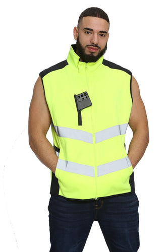 Aviator London Hi Vis Hoodie Small / Yellow/Navy High Vis 3 Pockets Bodywarmer - Yellow/Navy