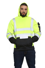 Load image into Gallery viewer, Aviator London Hi Vis Hoodie Small / Yellow/Navy High Vis 3 Zip Pockets Pullover Hoodies - Yellow/Navy
