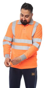 Aviator London High Vis Long Sleeve Shirt - Orange/Grey