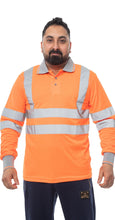 Load image into Gallery viewer, Aviator London High Vis Long Sleeve Shirt - Orange/Grey
