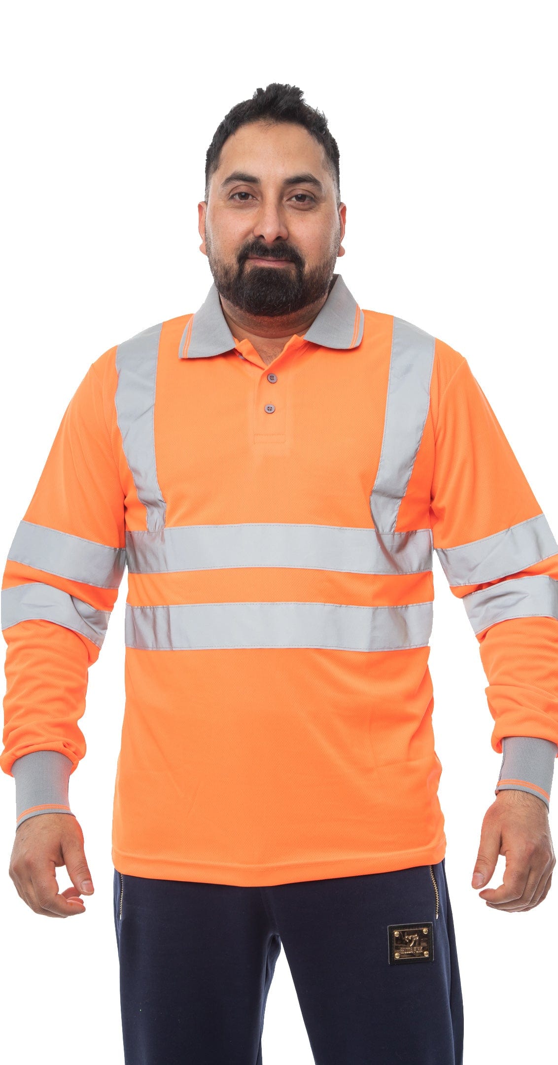 Aviator London High Vis Long Sleeve Shirt - Orange/Grey