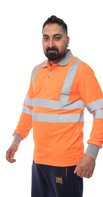 Aviator London High Vis Long Sleeve Shirt - Orange/Grey