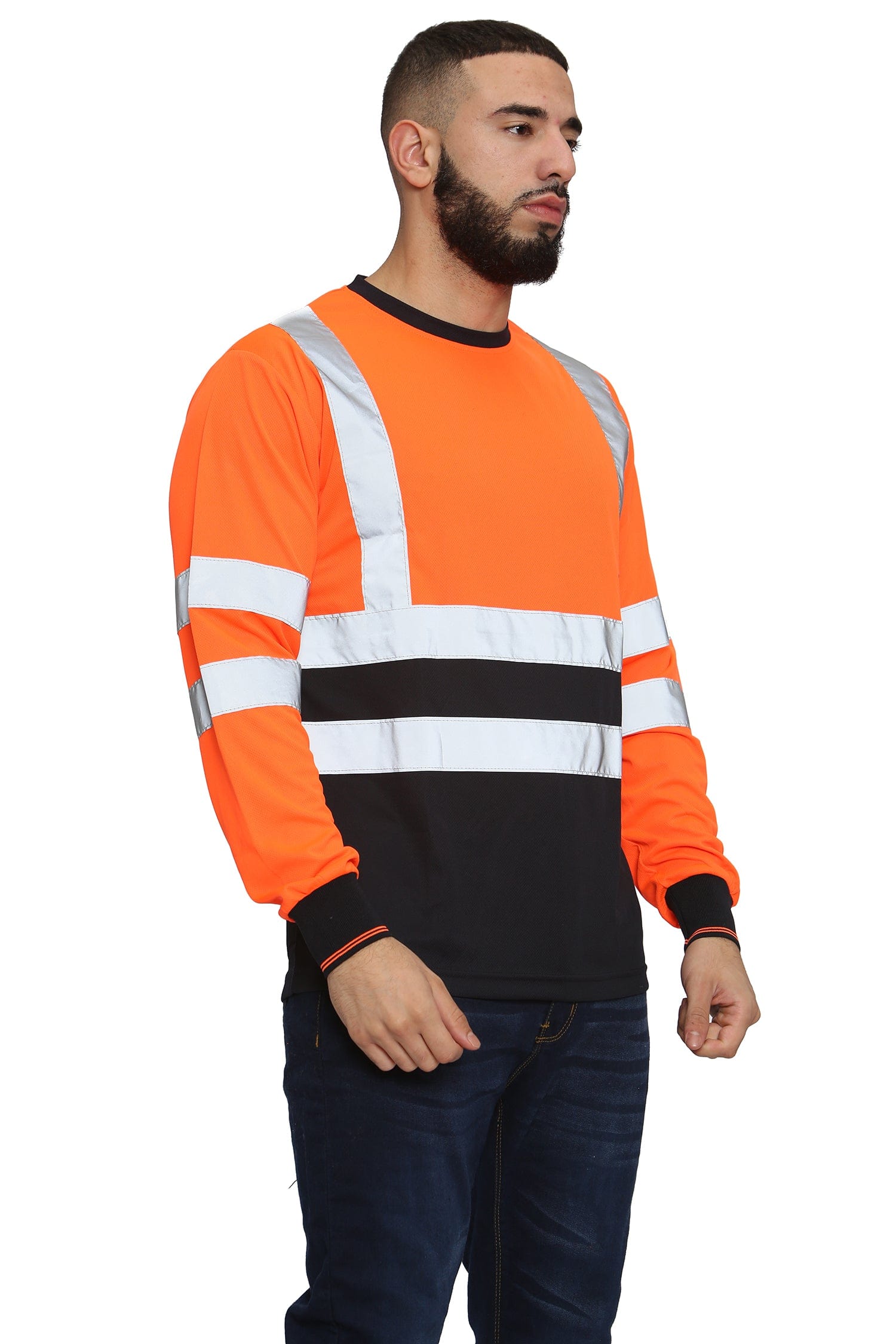 Aviator London High Vis Long Sleeve Shirt - Orange/Navy