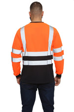 Aviator London High Vis Long Sleeve Shirt - Orange/Navy