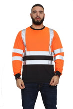 Load image into Gallery viewer, Aviator London High Vis Long Sleeve Shirt - Orange/Navy

