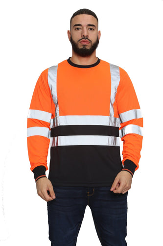 Aviator London High Vis Long Sleeve Shirt - Orange/Navy