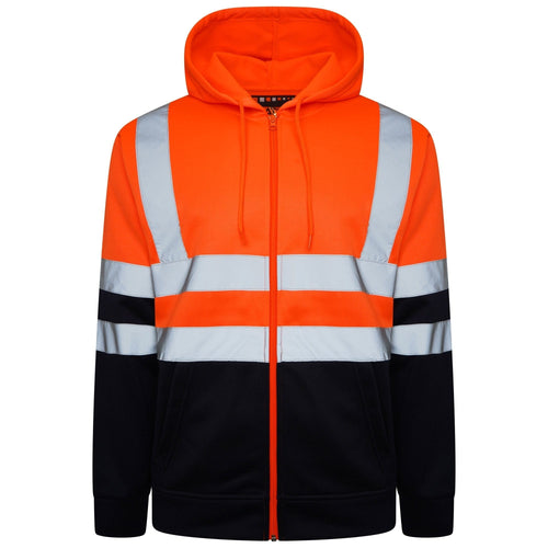 Aviator London Plain Zipper Hi Vis EN ISO 20471 Class 3 Orange/Navy Zipper