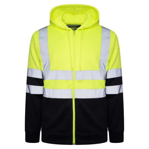 Aviator London Plain Zipper Hi Vis EN ISO 20471 Class 3 Yellow/Navy Zipper