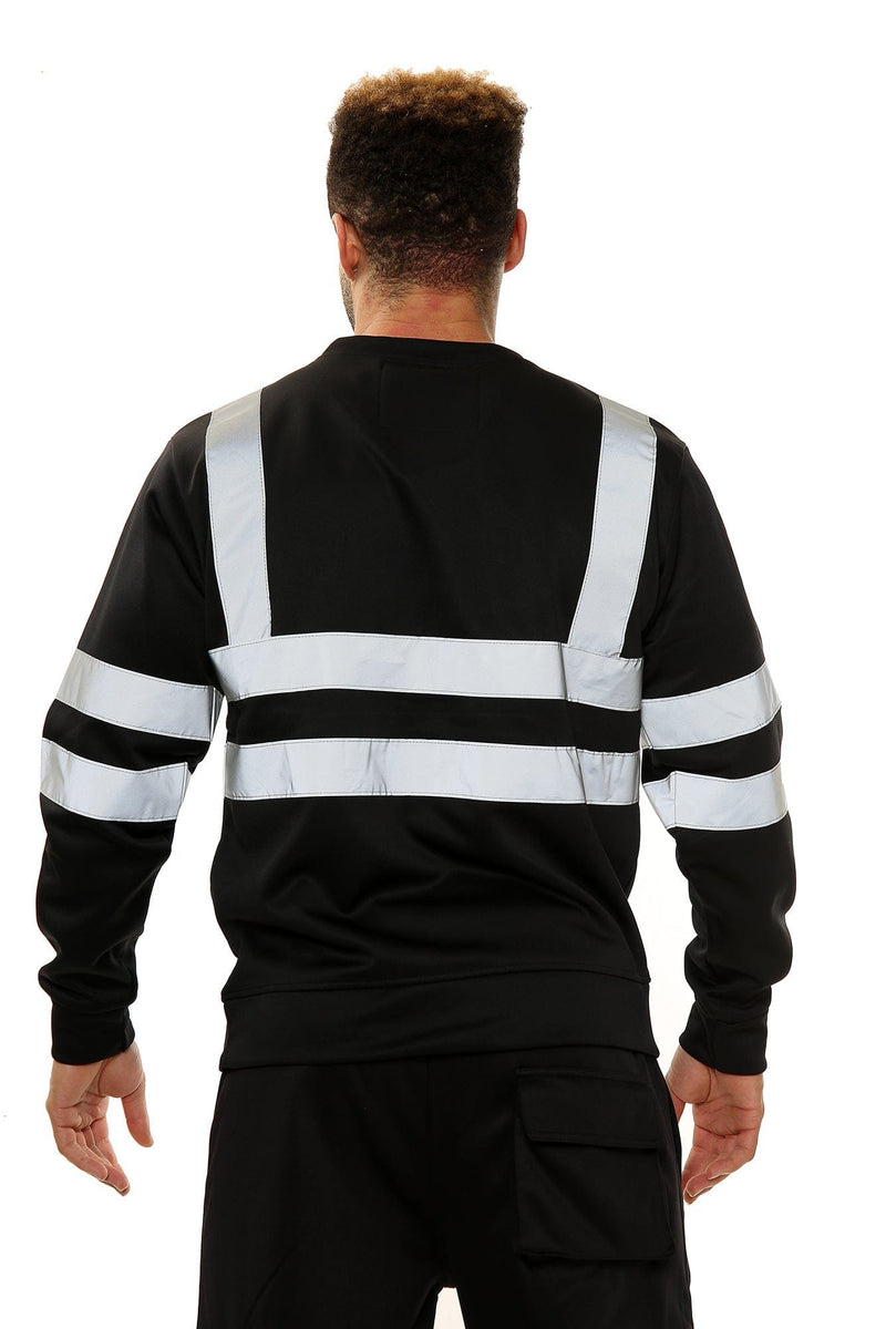 Aviator London Round Neck Hi Vis EN ISO 20471 Class 3 Black Sweatshirt