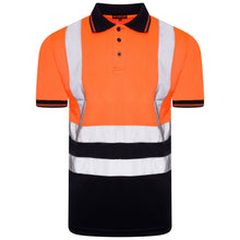 Load image into Gallery viewer, Aviator London S / ORANGE/NAVY ISO 20471 Class 2 Polo Shirt Orange/Navy
