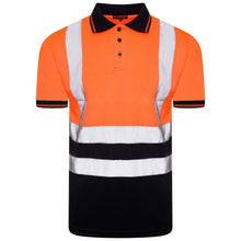 Load image into Gallery viewer, Aviator London S / ORANGE/NAVY ISO 20471 Class 2 Polo Shirt Orange/Navy

