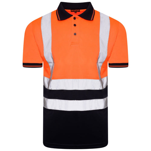 Aviator London S / ORANGE/NAVY ISO 20471 Class 2 Polo Shirt Orange/Navy