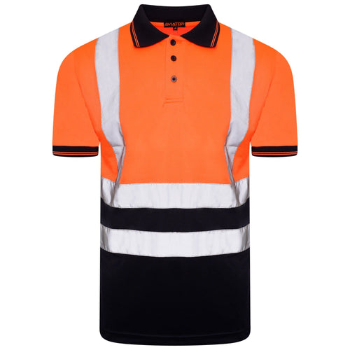 Aviator London S / ORANGE/NAVY ISO 20471 Class 2 Polo Shirt Orange/Navy