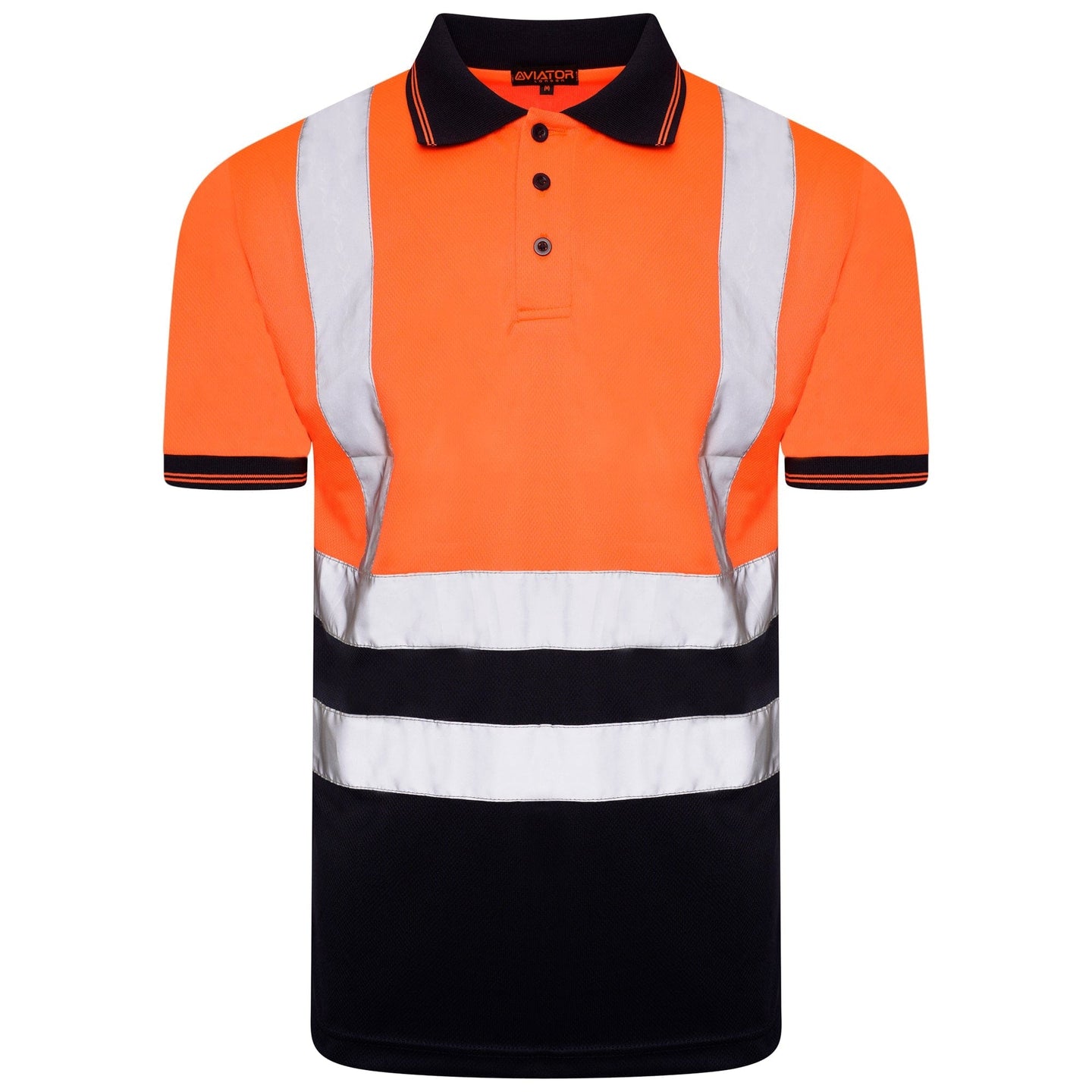 Aviator London S / ORANGE/NAVY ISO 20471 Class 2 Polo Shirt Orange/Navy