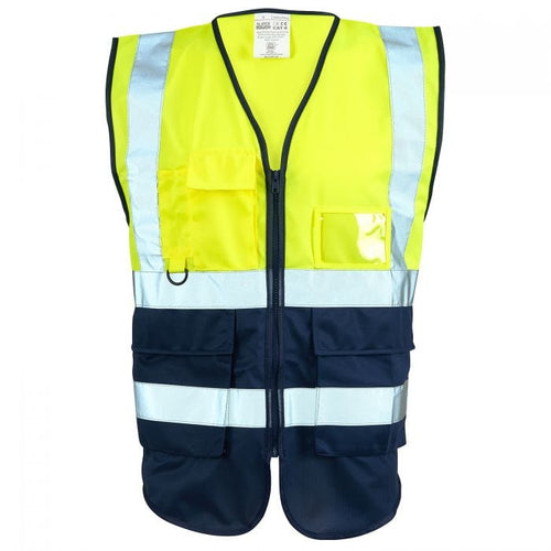 Aviator London Yellow/Navy / SMALL High Visibility Waistcoat Vest - Yellow/Navy