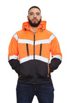Aviator Work Wear High Vis EN ISO 20471 Class 3 - Orange/Navy 4 Pockets Zipper Hoodie