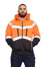 Load image into Gallery viewer, Aviator Work Wear High Vis EN ISO 20471 Class 3 - Orange/Navy 4 Pockets Zipper Hoodie
