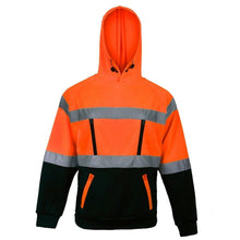 Load image into Gallery viewer, Aviator Work Wear High Vis EN ISO 20471 Class 3 - Orange/Navy 6 Pockets Pullover Hoodie
