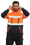Aviator Work Wear High Vis EN ISO 20471 Class 3 - Orange/Navy 6 Pockets Pullover Hoodie