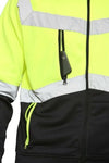 Aviator Work Wear High Vis EN ISO 20471 Class 3 - Yellow/Navy 4 Pockets Zipper Hoodie
