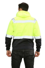 Aviator Work Wear High Vis EN ISO 20471 Class 3 - Yellow/Navy 4 Pockets Zipper Hoodie