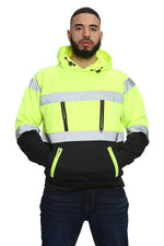 Aviator Work Wear High Vis EN ISO 20471 Class 3 - Yellow/Navy 6 Pockets Pullover Hoodie