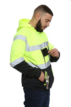 Load image into Gallery viewer, Aviator Work Wear High Vis EN ISO 20471 Class 3 - Yellow/Navy 6 Pockets Pullover Hoodie
