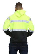 Load image into Gallery viewer, Aviator Work Wear High Vis EN ISO 20471 Class 3 - Yellow/Navy 6 Pockets Pullover Hoodie
