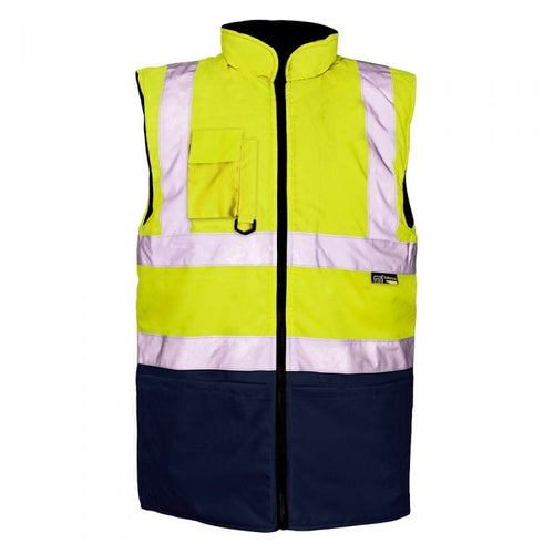 Hi vis Bodywarmer Yellow/Navy - Aviator London